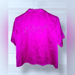 Juicy Couture Women’s Hot Fuschia Pink Rhinestoned Satin Pajama Shirt Photo 2