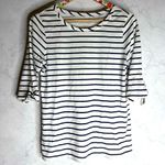 Lilly Pulitzer  white blue stripes nautical blouse 3/4 bow sleeves Photo 0