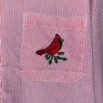 Vintage Cardinals Pinstriped Blouse Farmhouse Country XL Photo 2