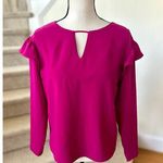Amanda Uprichard  Hot Pink Ruffle Shoulder Long Sleeve Blouse Photo 0