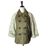 Anthropologie  Hei Hei Olive‎ Green Shimmer Sequin Sleeve Anorak Jacket Coat XS Photo 1