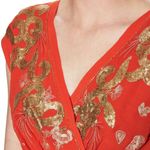 Free People  Ooh La La Sequin Embroidered Blouse Orange Gold size small Photo 1