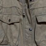 Free People Terrycloth Utility Hooded Jacket Layered Twill Olive Green - M Photo 2