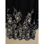 Alfani  Women's Blouse Medium Black White Floral Crochet Sleeves Polyester Photo 3