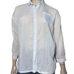 Nu New York  Women’s One Size Blue White Striped Cotton Viscose Button Up Shirt Photo 1