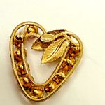 VTG Carla Signed 12K Gold Filled Multi‑Color Rhinestone Heart Brooch Photo 5