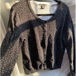 H&M  Polka Dot Button Up Black Cardigan Sweater Large Cotton Work Femme Capsule Photo 1