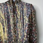Trixxi Gold Foiled Long Sleeve Floral Dress Large NEW Photo 4