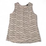 Nic+Zoe LINEN Sleeveless Top Geometric Print White Brown Black Medium Photo 3