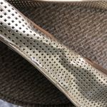 Gold hollow ballet flats with bow detailing Size 8.5 Photo 3