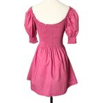 Hill House  The Naia Nap Mini Dress Lipstick Pink Smocked Puff Sleeve Size Small Photo 3