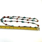 Blue and amber tone long glass beaded necklace Photo 5