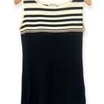 Misook  | Small | Black & White Knit Striped Sleeveless Shell Slit Side Tank Top Photo 0