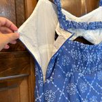 ZARA Open work Embroidered Mini Dress Bubble Hem Drop Waist Blue Size XL Photo 4