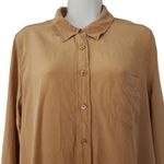 Equipment Brett Washed Silk Shirt Womens Large Carmel Button Up Blouse Photo 4