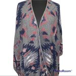 Lucky Brand  Open Front Waterfall Aztec Poncho Wrap Shawl Sweater One Size Photo 2