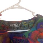 Karen Kane Vintage 90 Women Medium Dark Purple Tropical Floral Blouse Photo 3