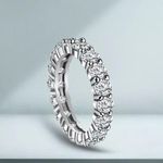 Zales 2mm 14K Gold plated Wedding Band S925 Moissanite Eternity Stackable Bridal Ring Photo 4