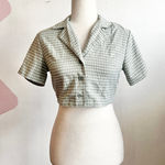 Brandy Melville Green Plaid Button Up Top Y2K 2000s Grunge Preppy Small Photo 0