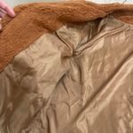 Savanna Jane sz small brown Cozy Fleece Jacket Embroidered Trim Open Front Women Photo 2