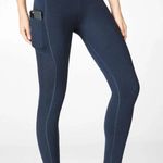 Fabletics New  On The Go High Waisted Legging Navy Blue Mesh Mila Pants size Small Photo 0