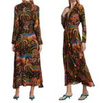 Farm Rio • Macaw Island Dress long sleeve maxi black cross stitch print Photo 11