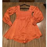Free People Farrow Boho Romper Playsuit Viscose Terra Orange Long Sleeve US 2 Photo 2