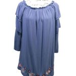 Dizzy Lizzy Blue Ruffle Off Shoulder Embroidered Dress Size M Photo 0
