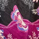 Free People Vintage  Y2K Butterfly Floral Boho Black & Pink Women's Top Size XS Photo 6