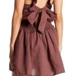 Free People Erin Ruffled Mini Dress Cut Out Back Linen Brown Size Large Photo 1