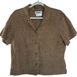 Flax  Women's 100% Linen Button Down Short Sleeve Blouse, Size S, Like New Photo 0