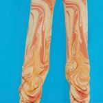 Jaded London  Orange Swirl Ruched Hem Printed Knit Joggers Size US 2 s small Photo 4