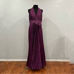 Mac Duggal 11636 Pleated Halter Neck Satin Gown in Plum Size US 12 Photo 1