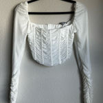 Tic Toc Chic White Ruched Long Sleeve Crop Top Photo 0