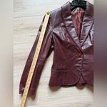 Burgundy Genuine Leather Blazer Jacket Women’s Fitted Single Button Vintage Brown Photo 6