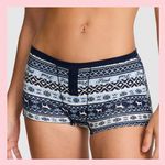 PINK - Victoria's Secret PINK VICTORIA’S SECRET Cotton Dorm Boyshort Blue Fairisle Print Preppy LARGE Photo 1