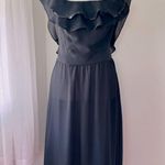 Entourage Vintage ‘80s Sheer Black Ruffled Bodice Knee Length Cocktail Dress Photo 1