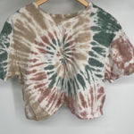SO  Tie Dye Swirl Graphic Cropped Boxy T Shirt Women's Size L Cotton Photo 0