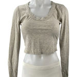 Reformation Paige Women Beige Long Sleeve Scoop Neck Ribbed Knit Crop Top Size M Photo 0