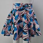 Francis + Benedict Blue & White Abstract Woven Wrap Mini Skirt Size Small Photo 3