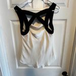 Banana Republic 92% Silk Cowl Neck Tank Top Black & Ivory Crisscross Back Size S Photo 7