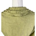 Cynthia Steffe  Women’s Size 4 OLIVE 100% LINEN Ruffle Blazer Jacket Button Front Photo 5