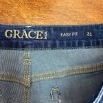 GRACE IN LA Easy Fit Jeans Womens 31 Blue Stretch Denim Distressed Cropped Capri Photo 7