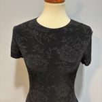 VTG 90s Y2K Black Sparkle Floral Mini Dress slinky fit and flare, Medium Photo 1