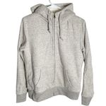 Uniqlo Hoodie Beige Gray Heathered Full Zip Faux Fur Lined Sweatshirt Size M Photo 0