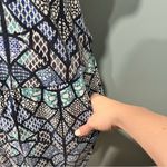 Tart  Blue Geometric Sleeveless Halter V-Neck Romper Size Large Photo 7