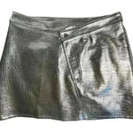 Torn By Ronny Kobo Women's Silver Metallic Mini Skirt Size M Party Photo 0