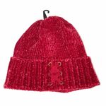 Simply Noelle  Womens Knit Cap Red Chenille Shoe Lace Detail Warm BRAND NEW Photo 0