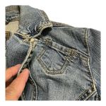 YOUNIQUE Bolero Jean Jacket distressed with front pockets, one button closure. M Blue Size M Photo 11