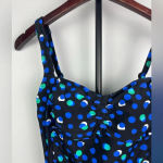 Seekers Australia Black‎ Shaping Blue Green Polka Dot One Piece Bathing Suit Black Size 12 Photo 4